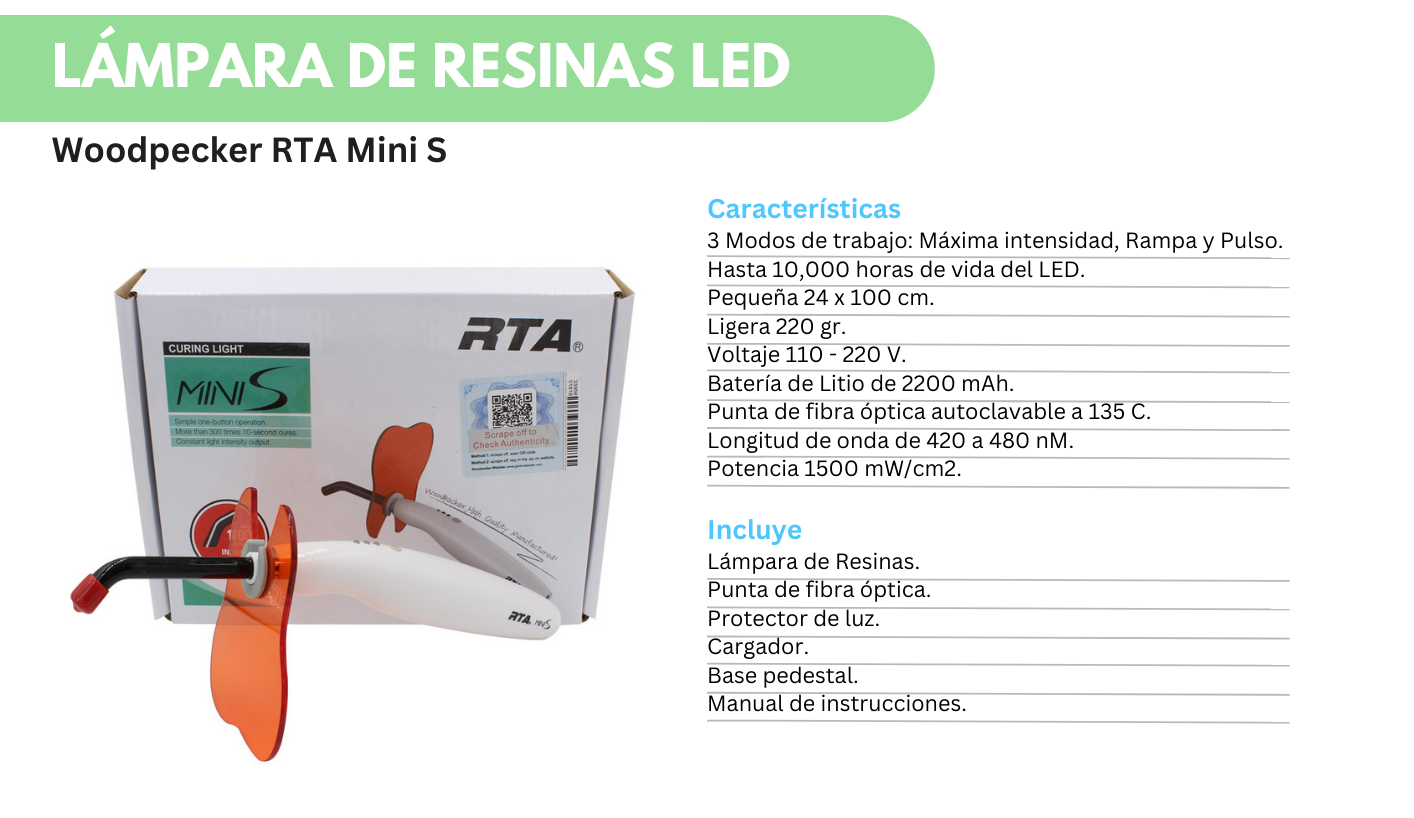 Lámpara de Fotocurado LED Woodpecker RTA Mini S. Orthosign
